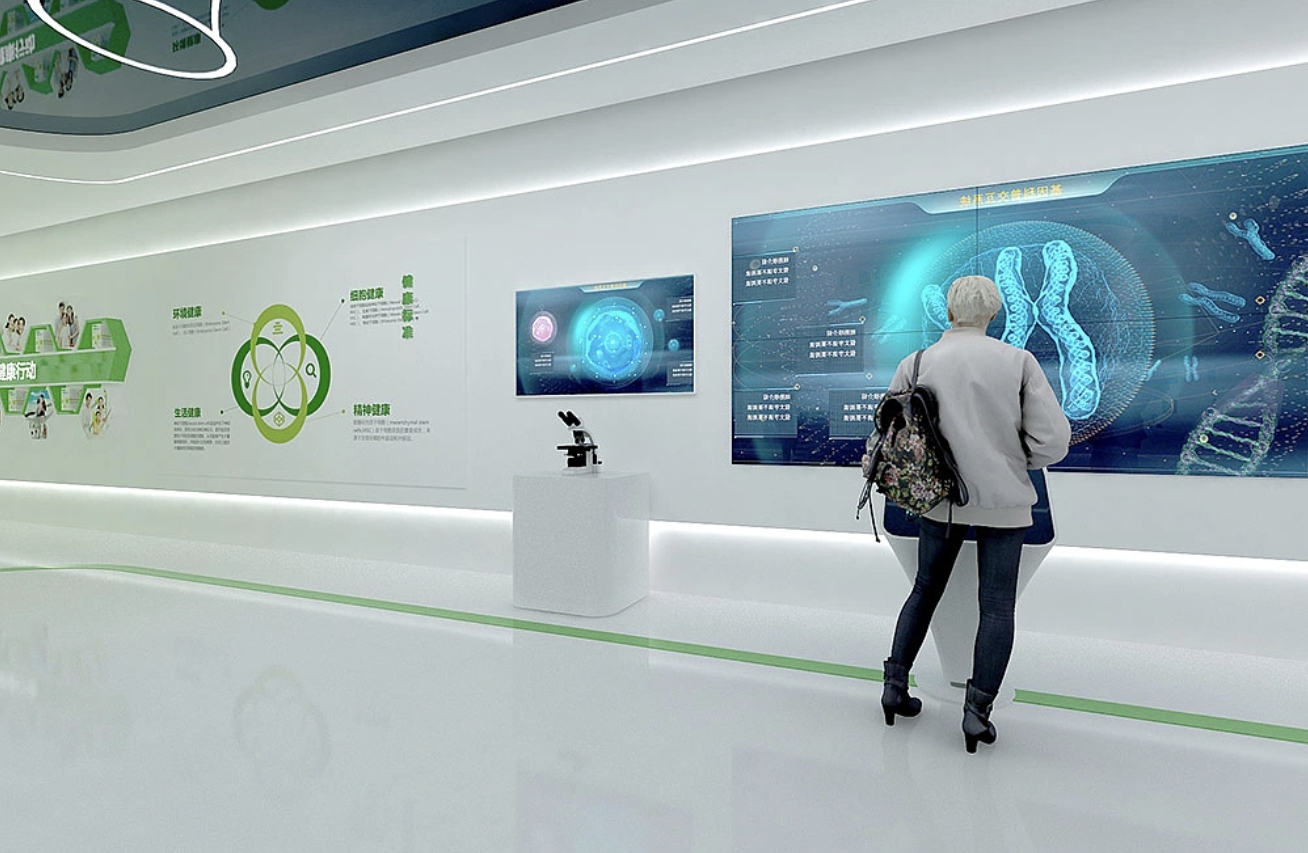 干细胞展厅设计—思威图数字菌肠展厅设计如何营造出一种神秘而充满探索氛围的科技氛围