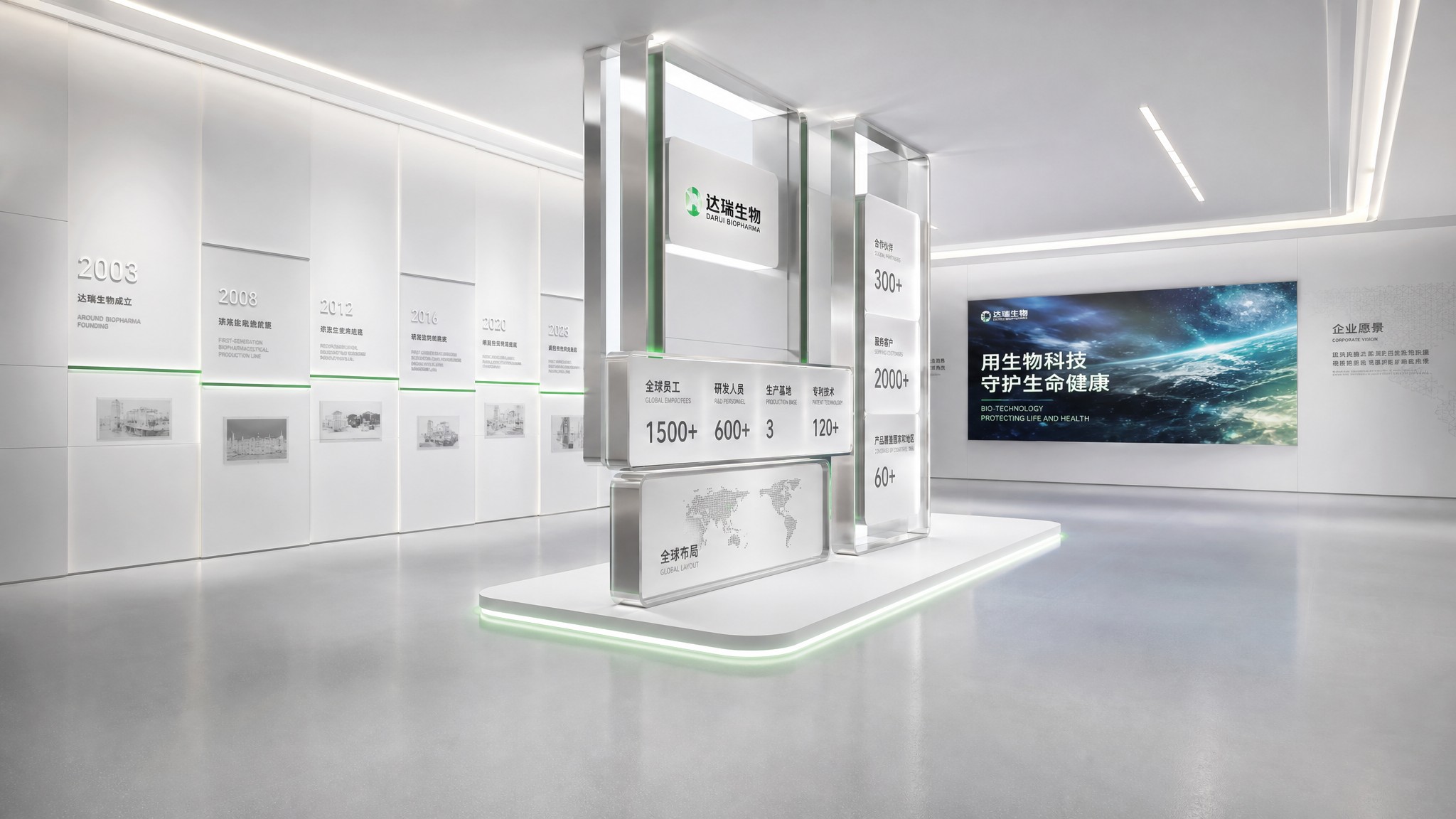 思威图数字项目案例｜吉林国健妇幼350㎡干细胞科技展厅设计｜合成生物展厅设计公司｜企业展厅设计｜肠道菌群展厅设计｜科技展厅
